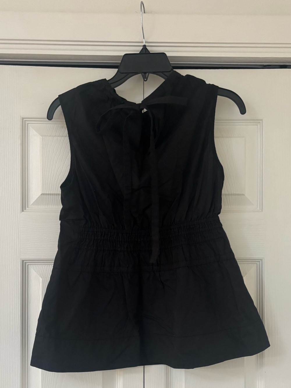 PROENZA SCHOULER White Label Birdie Shirred Cotton Poplin Blouse in Black - Picture 9 of 14
